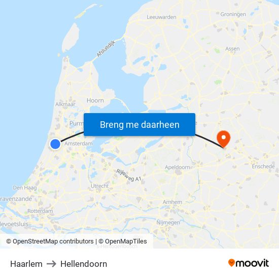 Haarlem to Hellendoorn map