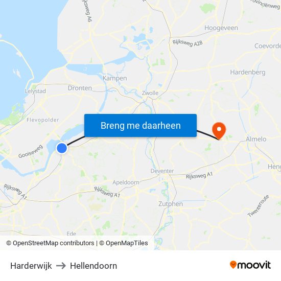 Harderwijk to Hellendoorn map