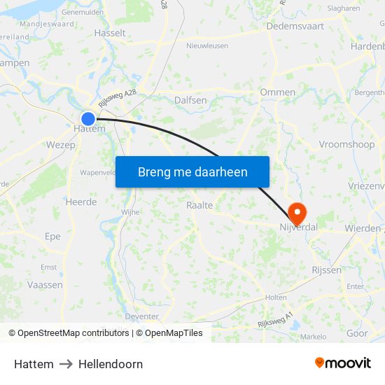Hattem to Hellendoorn map