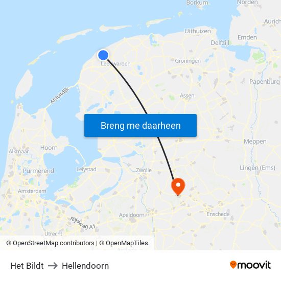 Het Bildt to Hellendoorn map