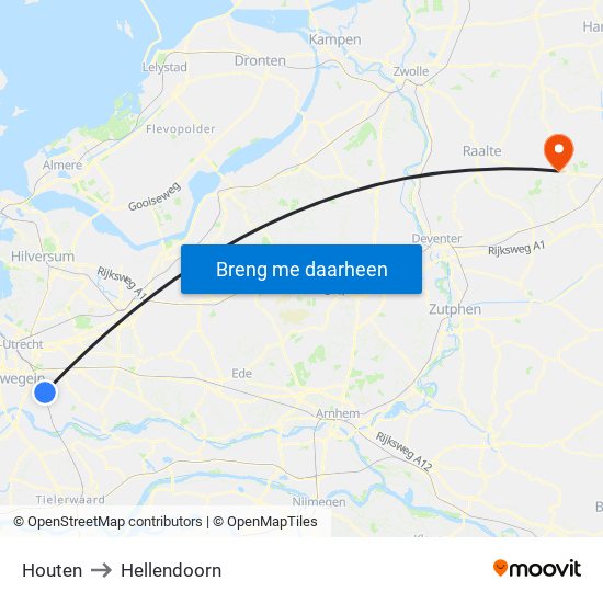 Houten to Hellendoorn map
