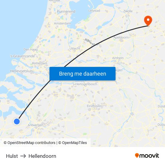 Hulst to Hellendoorn map