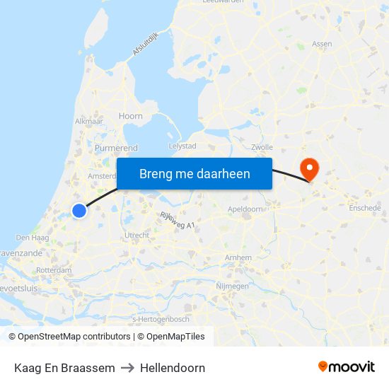 Kaag En Braassem to Hellendoorn map