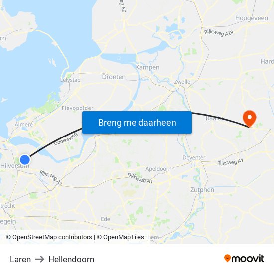 Laren to Hellendoorn map