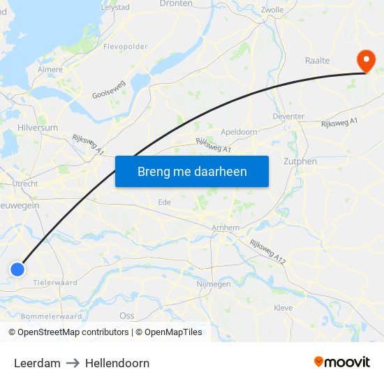 Leerdam to Hellendoorn map