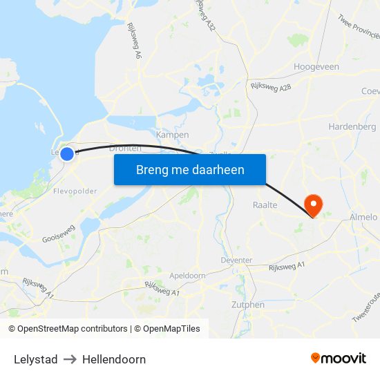 Lelystad to Hellendoorn map