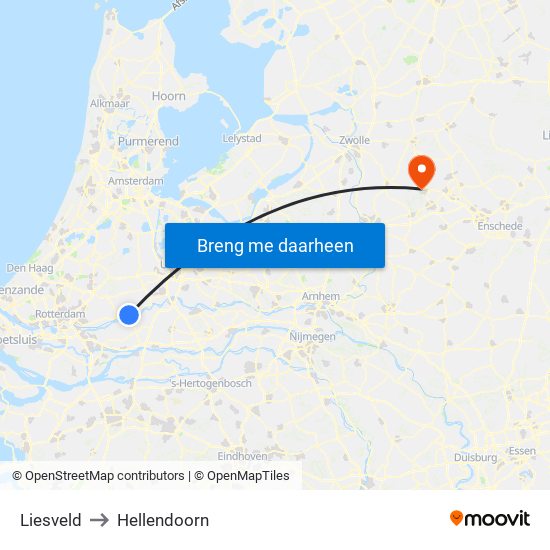 Liesveld to Hellendoorn map