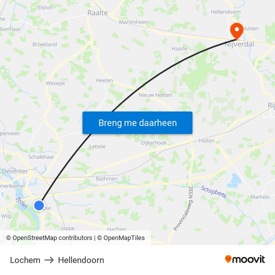 Lochem to Hellendoorn map