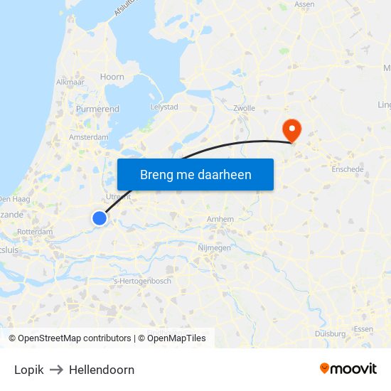 Lopik to Hellendoorn map