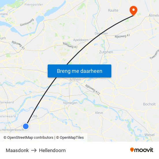 Maasdonk to Hellendoorn map