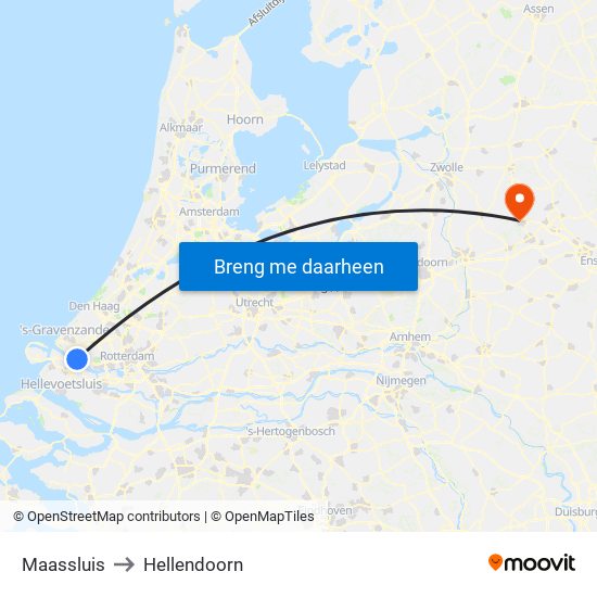 Maassluis to Hellendoorn map