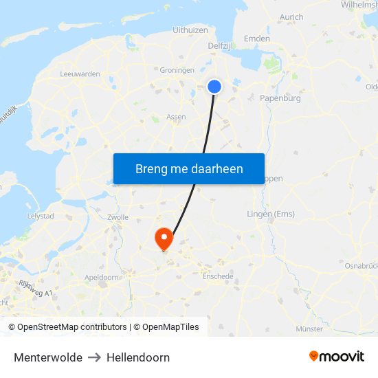 Menterwolde to Hellendoorn map