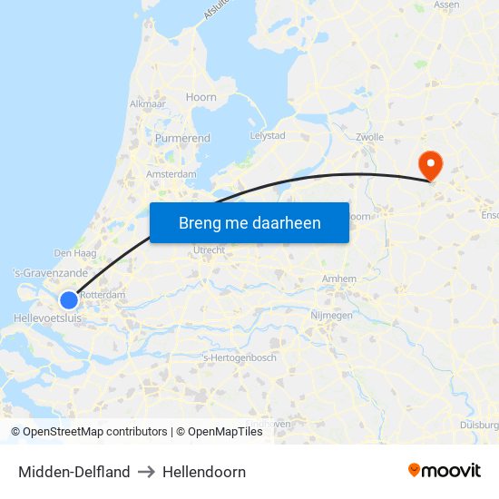 Midden-Delfland to Hellendoorn map