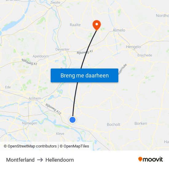 Montferland to Hellendoorn map