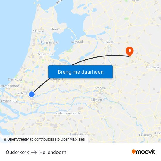 Ouderkerk to Hellendoorn map