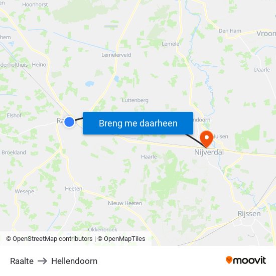 Raalte to Hellendoorn map