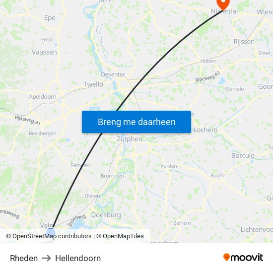 Rheden to Hellendoorn map