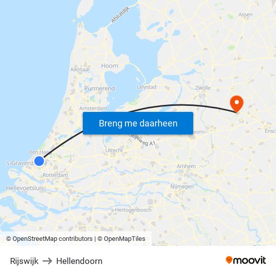 Rijswijk to Hellendoorn map