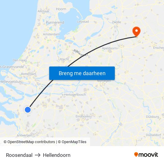 Roosendaal to Hellendoorn map