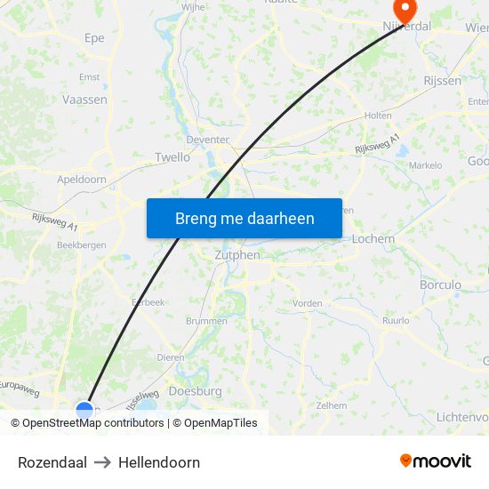 Rozendaal to Hellendoorn map