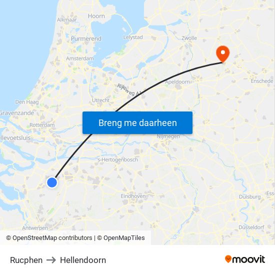 Rucphen to Hellendoorn map