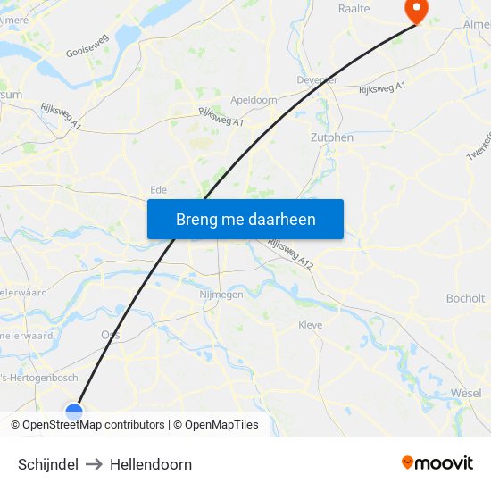 Schijndel to Hellendoorn map