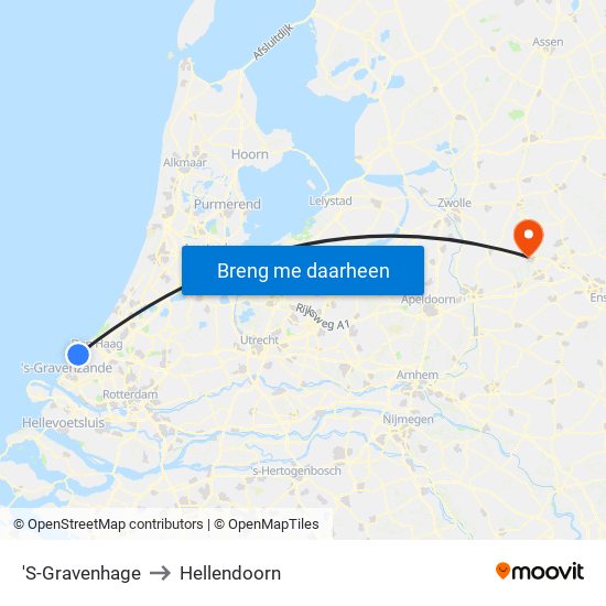 'S-Gravenhage to Hellendoorn map