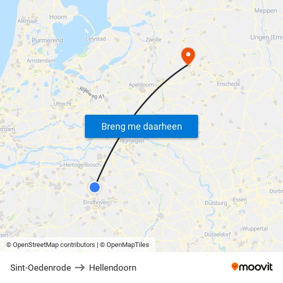 Sint-Oedenrode to Hellendoorn map