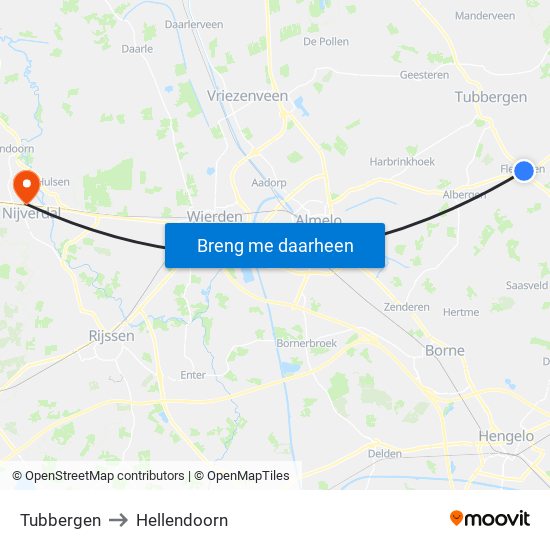 Tubbergen to Hellendoorn map