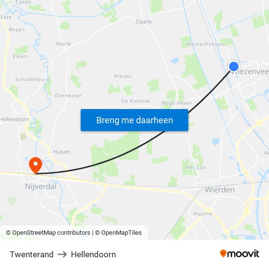 Twenterand to Hellendoorn map