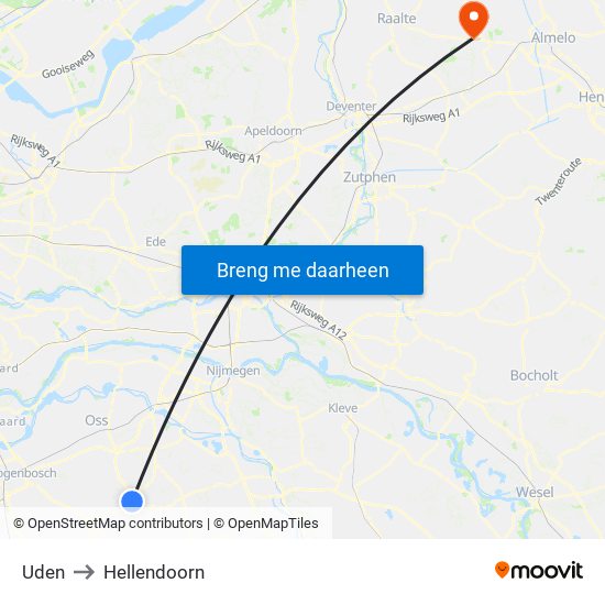 Uden to Hellendoorn map