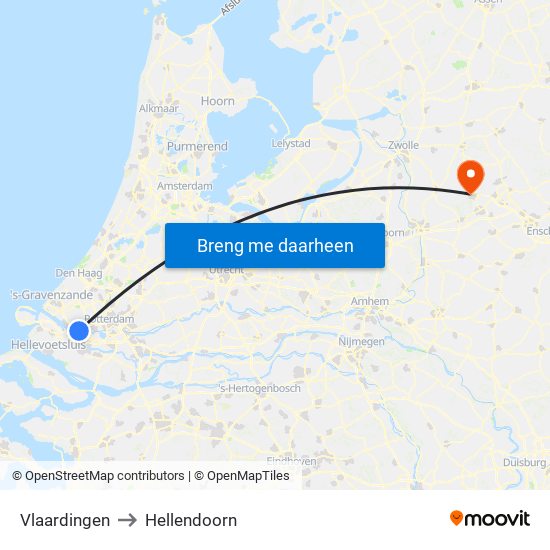 Vlaardingen to Hellendoorn map