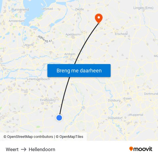 Weert to Hellendoorn map