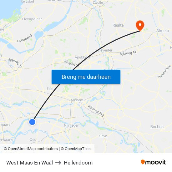 West Maas En Waal to Hellendoorn map