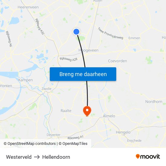 Westerveld to Hellendoorn map