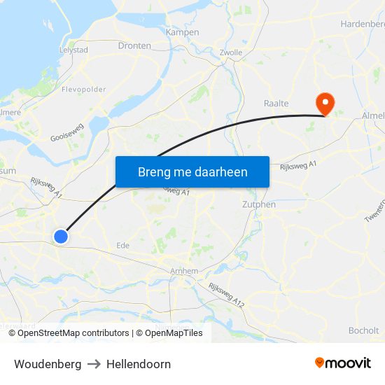 Woudenberg to Hellendoorn map