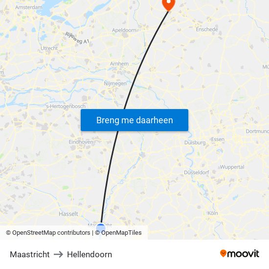 Maastricht to Hellendoorn map