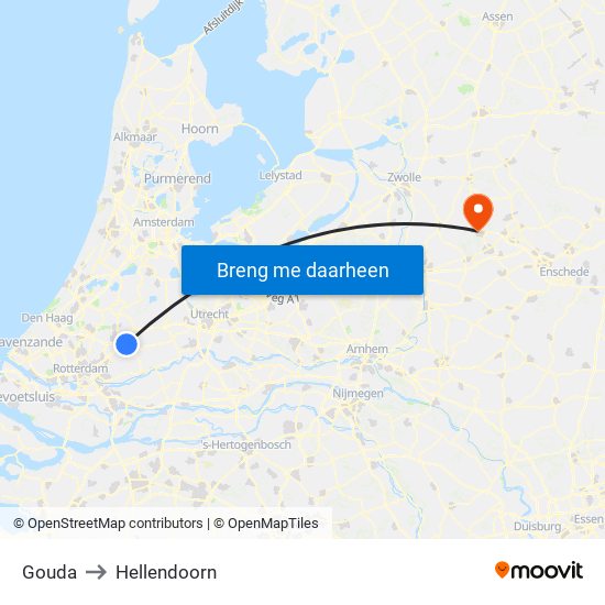 Gouda to Hellendoorn map