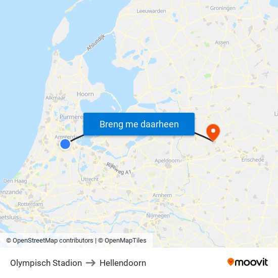 Olympisch Stadion to Hellendoorn map