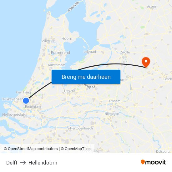 Delft to Hellendoorn map