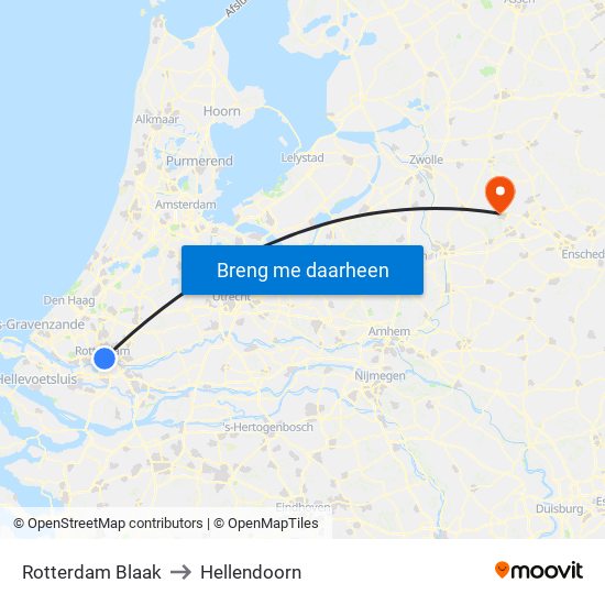 Rotterdam Blaak to Hellendoorn map