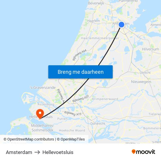 Amsterdam to Hellevoetsluis map