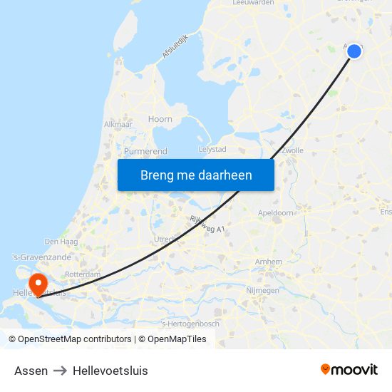 Assen to Hellevoetsluis map