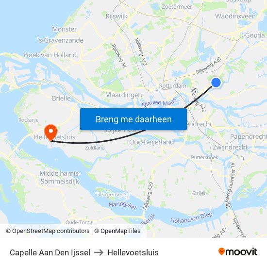 Capelle Aan Den Ijssel to Hellevoetsluis map