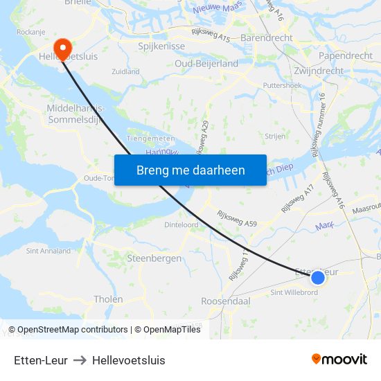 Etten-Leur to Hellevoetsluis map