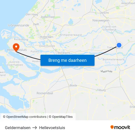 Geldermalsen to Hellevoetsluis map