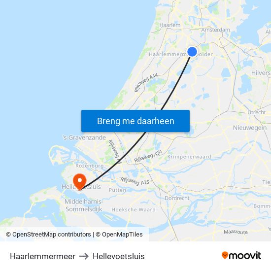 Haarlemmermeer to Hellevoetsluis map