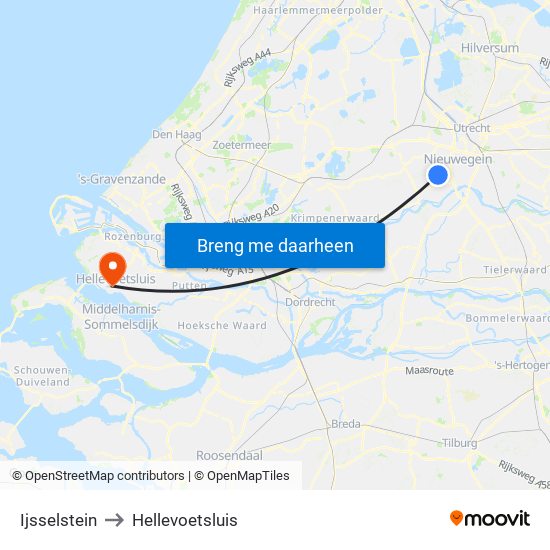 Ijsselstein to Hellevoetsluis map