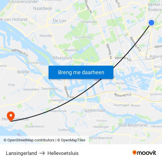 Lansingerland to Hellevoetsluis map