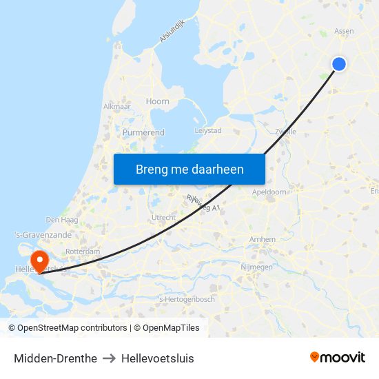 Midden-Drenthe to Hellevoetsluis map